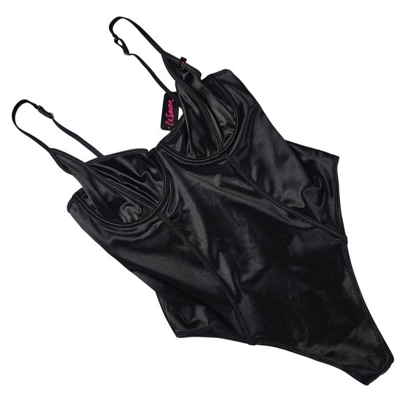 La SENZA Tops - NWT La Senza Women's Satin Underwire Cutout Thong Bodysuit Teddy Black Large